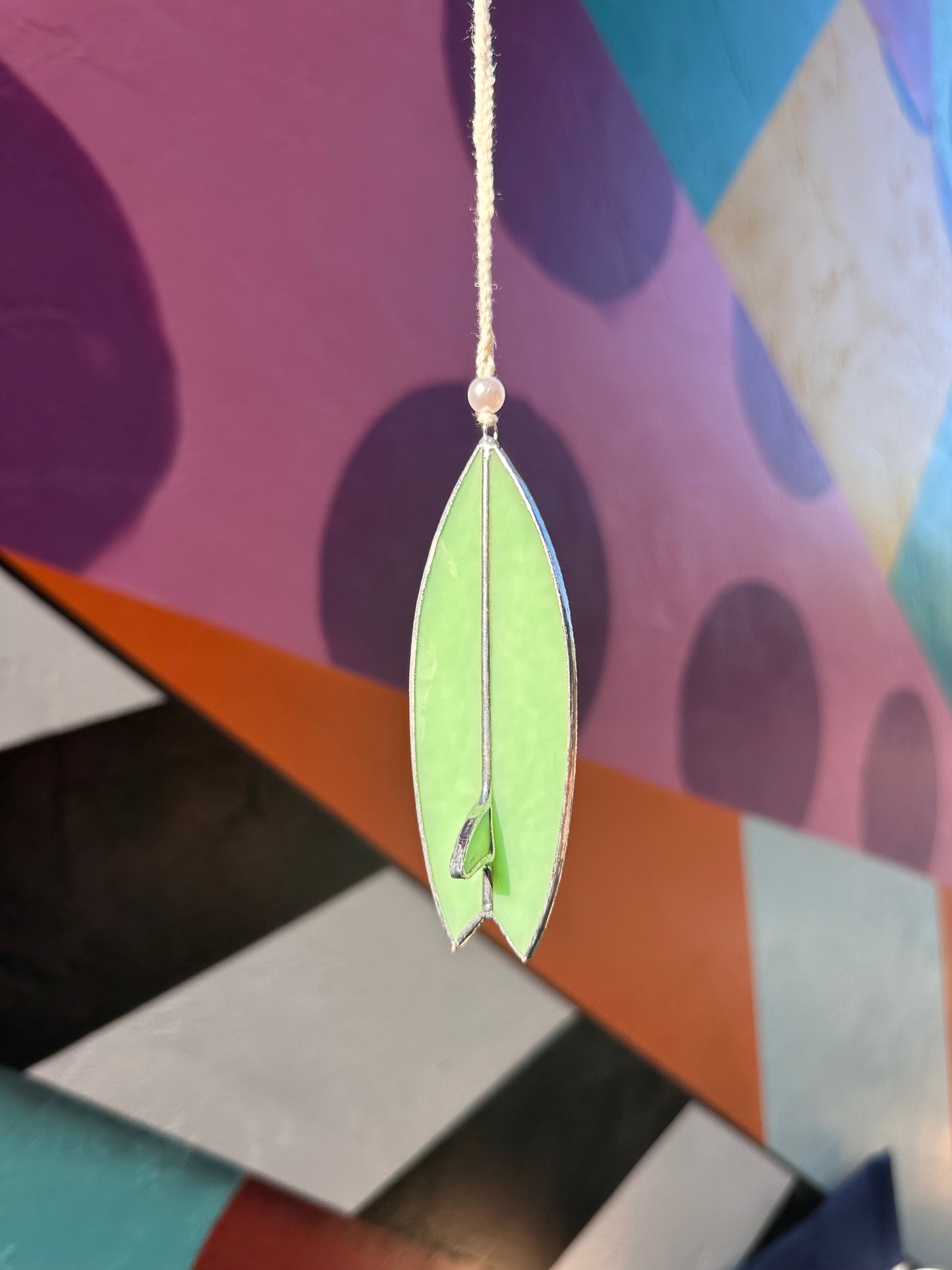 Mint Green Stained Glass Surfboard