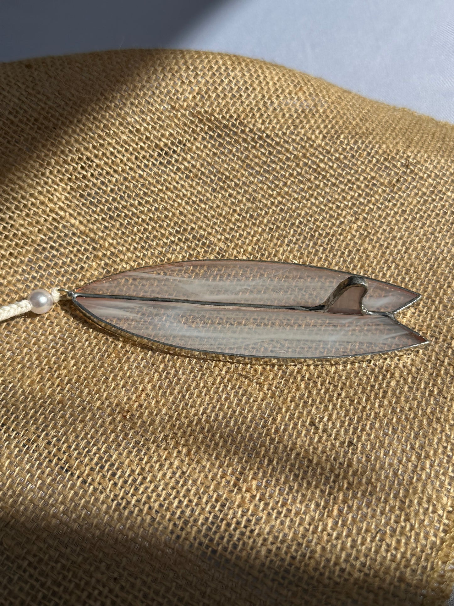 Wispy White Stained Glass Surfboard