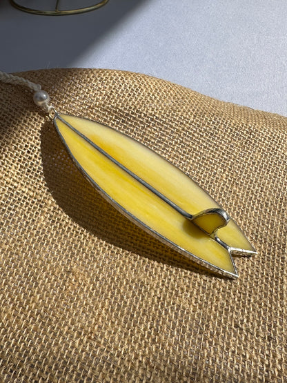 Lemon Drop Yellow Stained Glass Surfboard