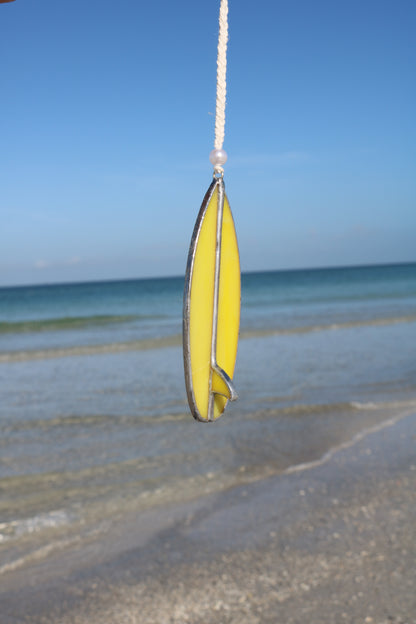 Lemon Drop Yellow Stained Glass Surfboard