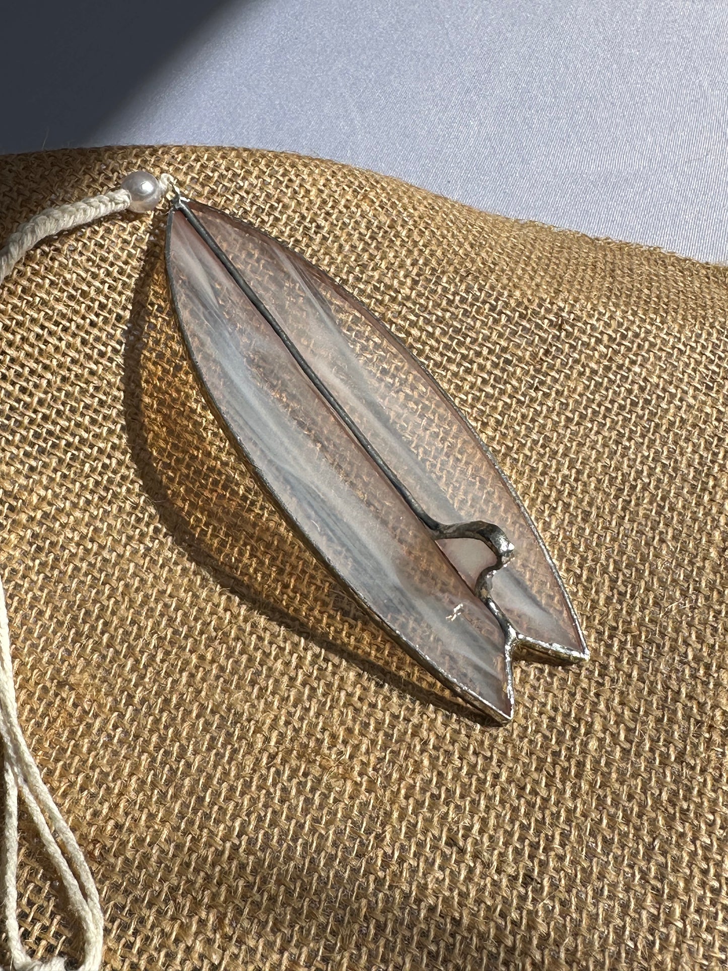 Wispy White Stained Glass Surfboard