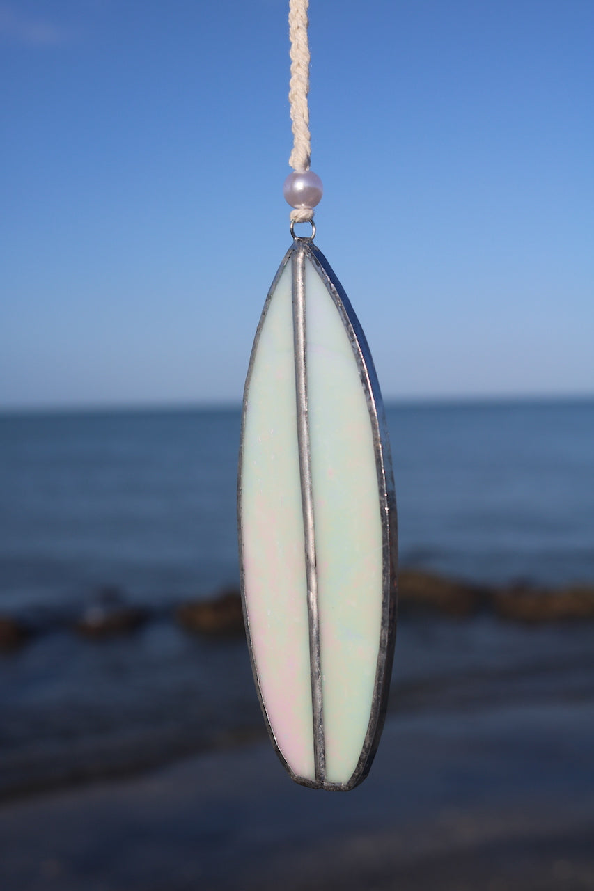 White Pearl Stained Glass Surfboard