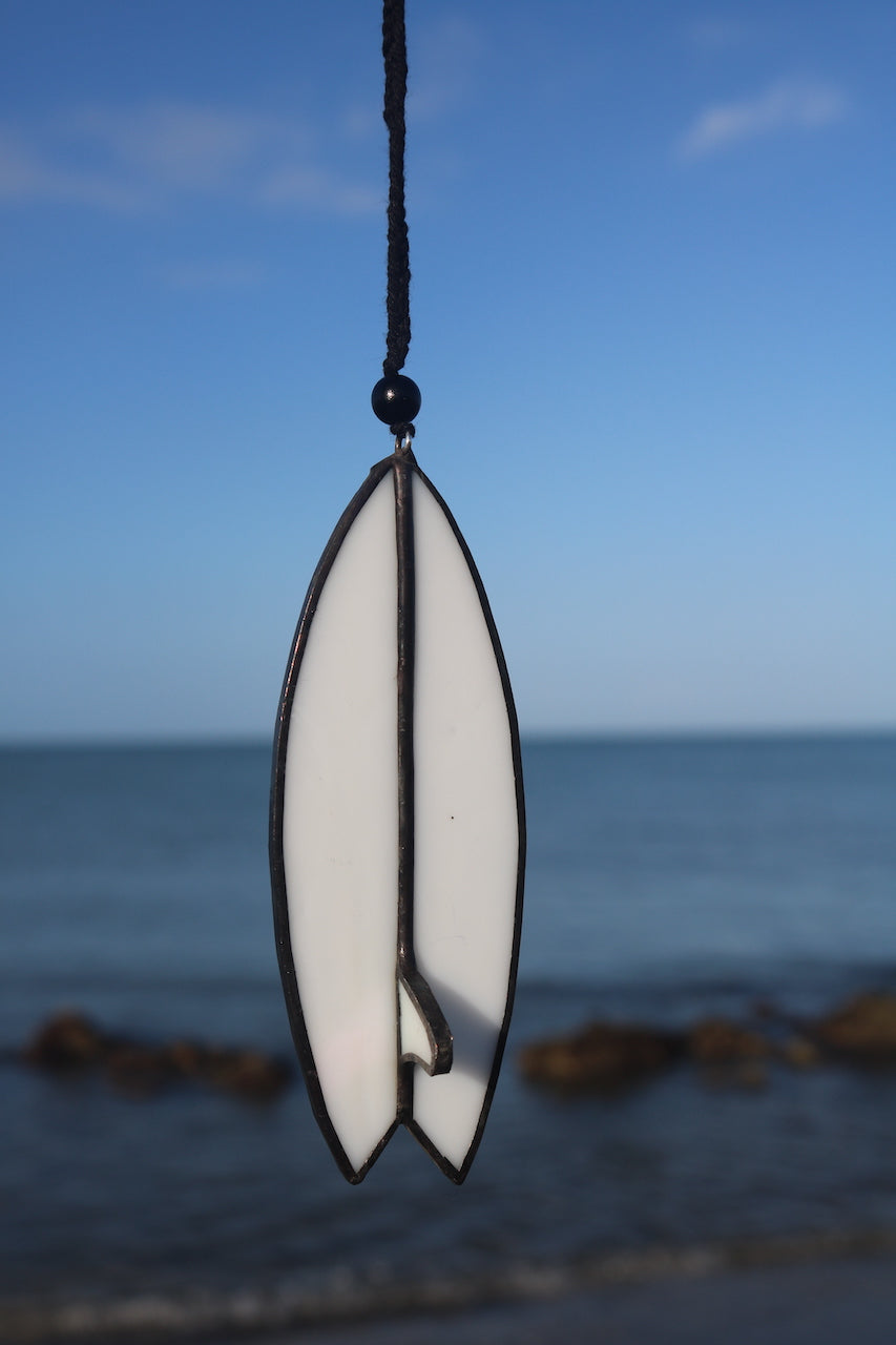 White Pearl Stained Glass Surfboard